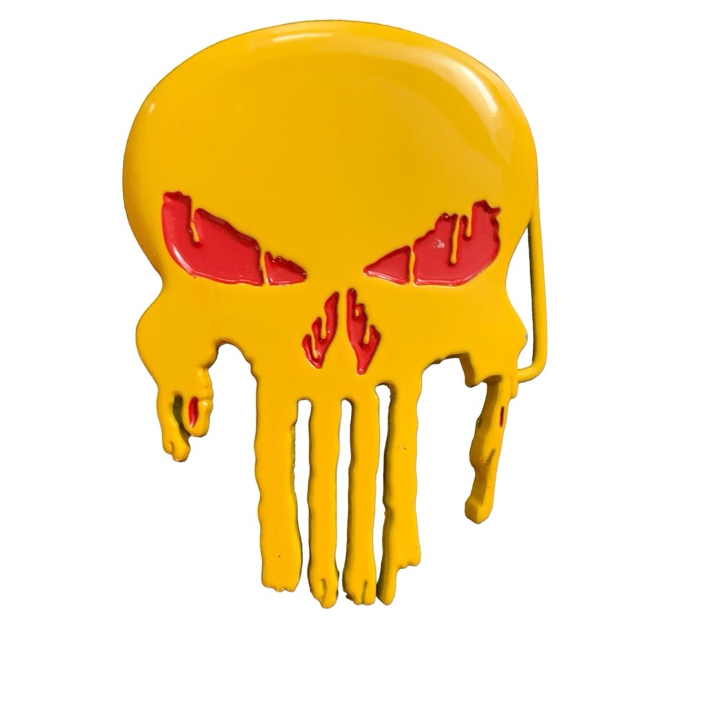 VTG Marvel Comics The Punisher Belt Buckle Yellow Skull Festival Comicon